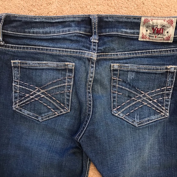 YMI City Of Angeles Denim Bermuda Shorts Size 7 Slight Distressing Long Length - Picture 12 of 13
